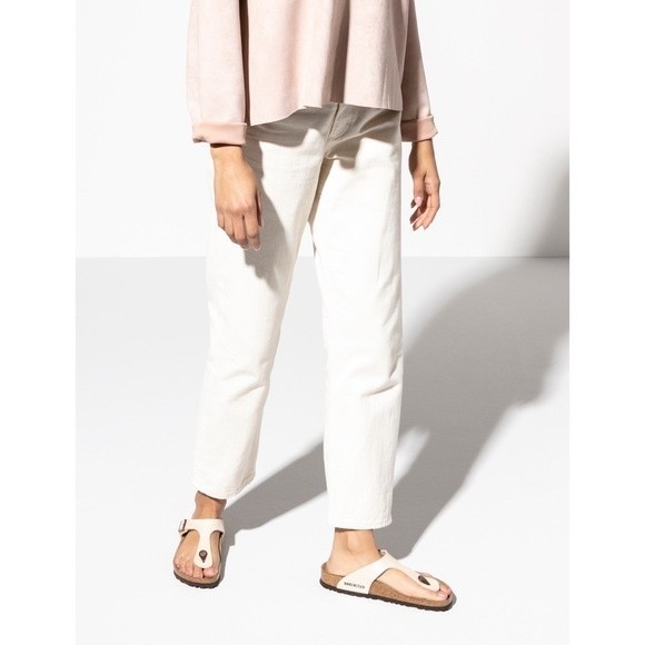 Birkenstock Shoes - Birkenstock Gizeh Graceful Birko-Flor White Thong Blogger Fave Sandals